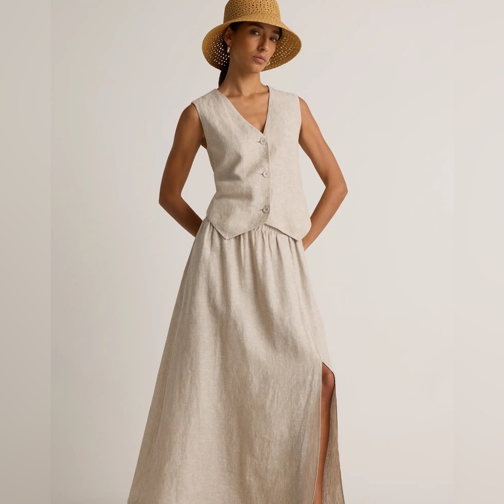 QUINCE NWT 100% european lInen maxi skirt -flax -medium - Picture 10 of 13